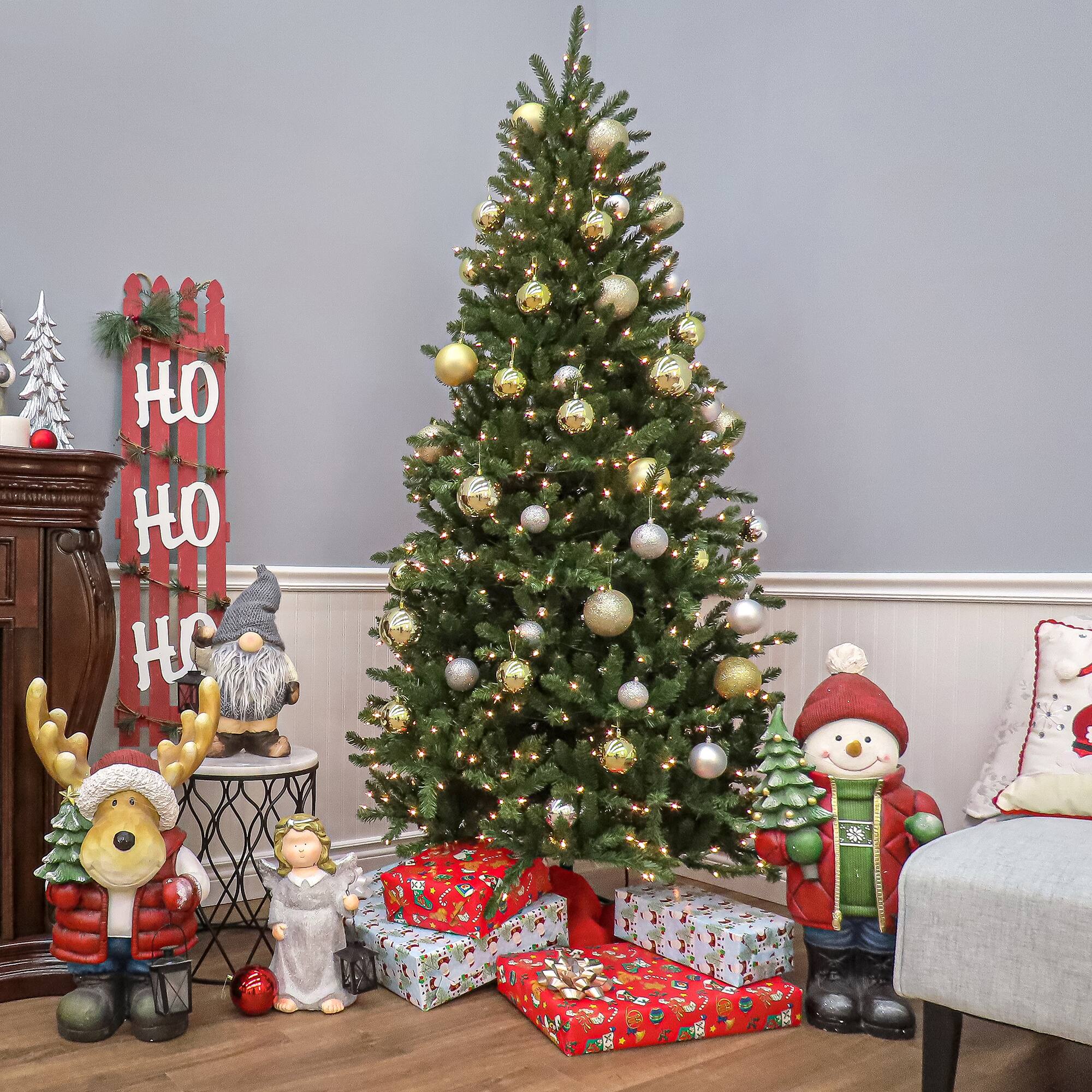 7.5ft. Unlit Hinged Natural Fraser Fir Slim Artificial Christmas Tree